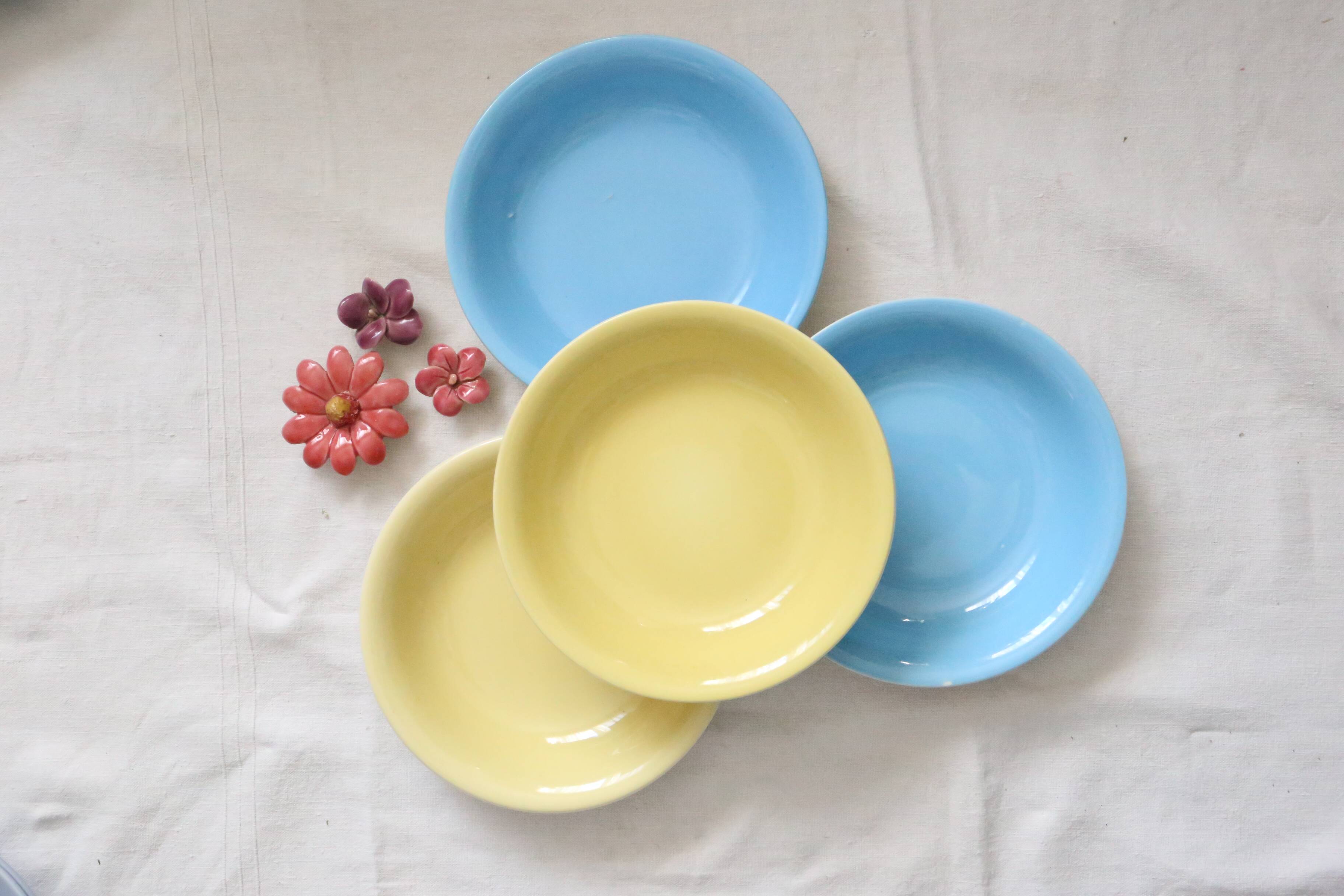 Set de 4 assiettes calottes / creuses en céramique, BOCH, vintage