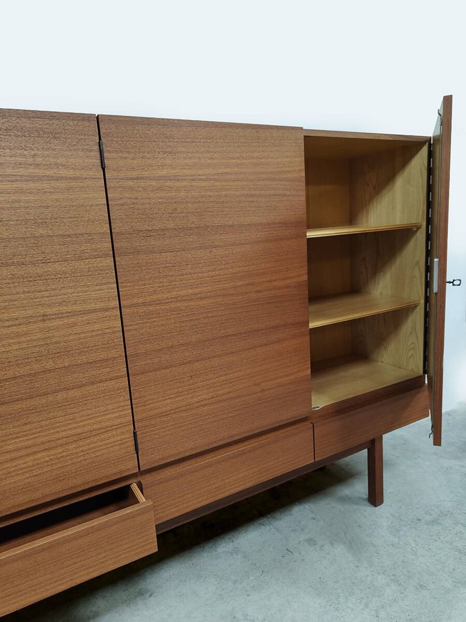 Danish vintage Scandinavian teak highboard XL