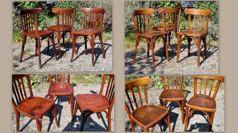 Mix 6 chairs bistro Baumann and Luterma 30/40 years