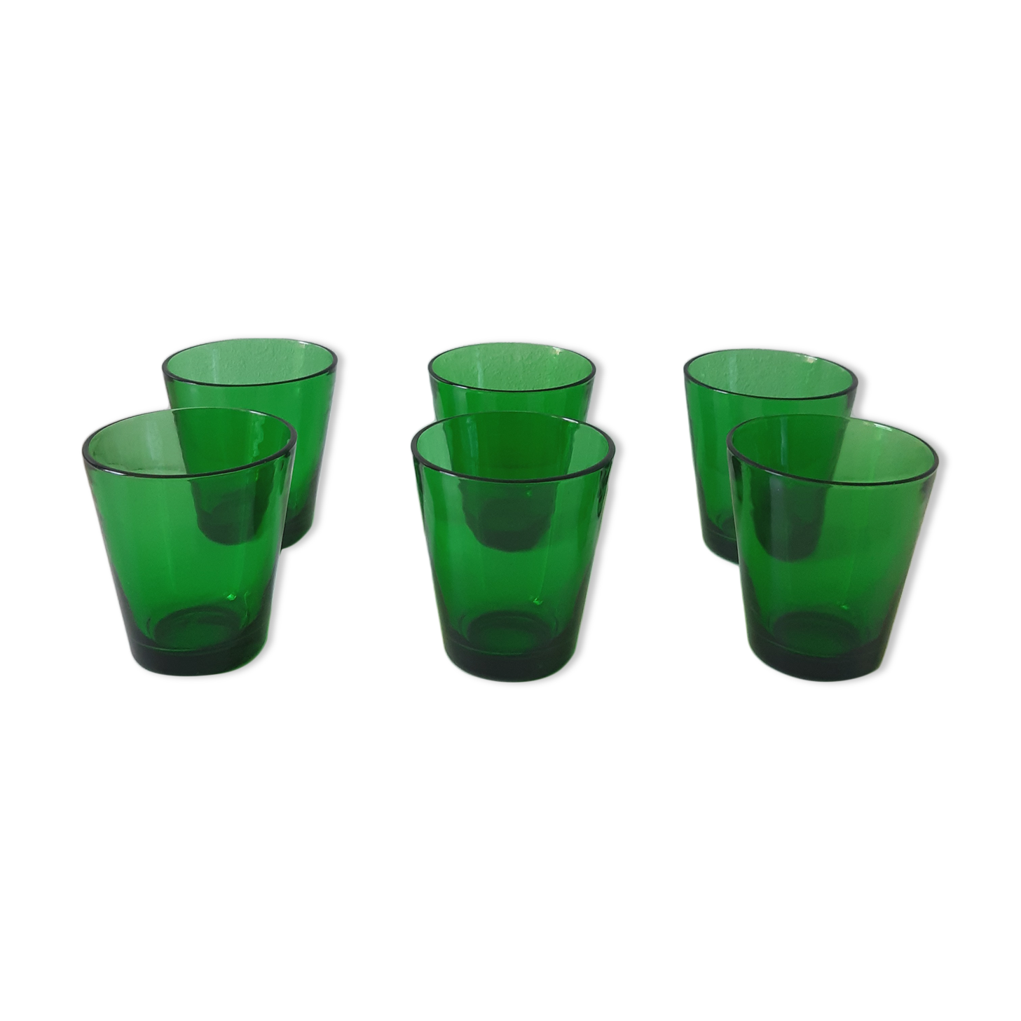 Set of 6 vintage green glasses