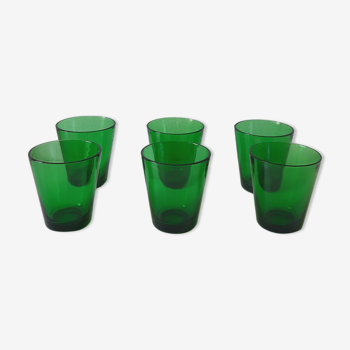 Lot de 6 verres vert vintage