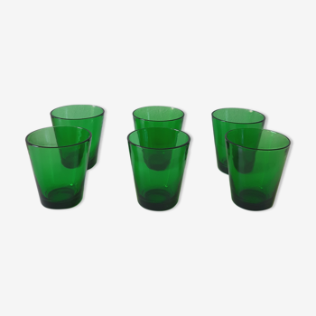 Set of 6 vintage green glasses