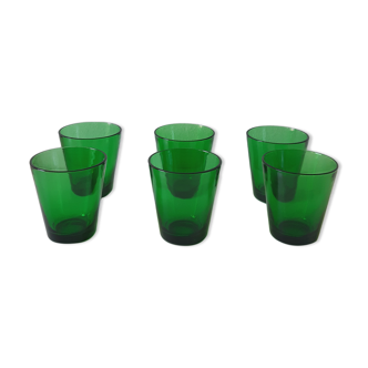 Set of 6 vintage green glasses