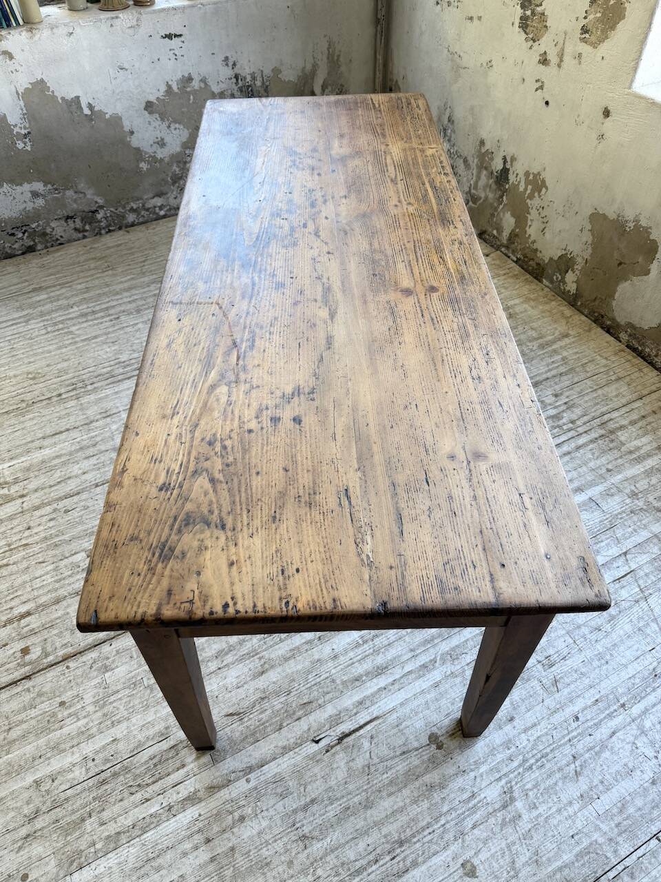 Pine and oak + walnut farmhouse table 1950