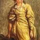 Huile sur panneau de bois, femme au panier, signé LP, Jean Baptiste Le Prince ?