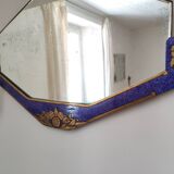 Blue art deco mirror 20/30 years - 70x40cm