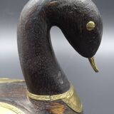 Wooden and brass swan
