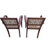Paire de fauteuils bridge en bois et tissu, 1940