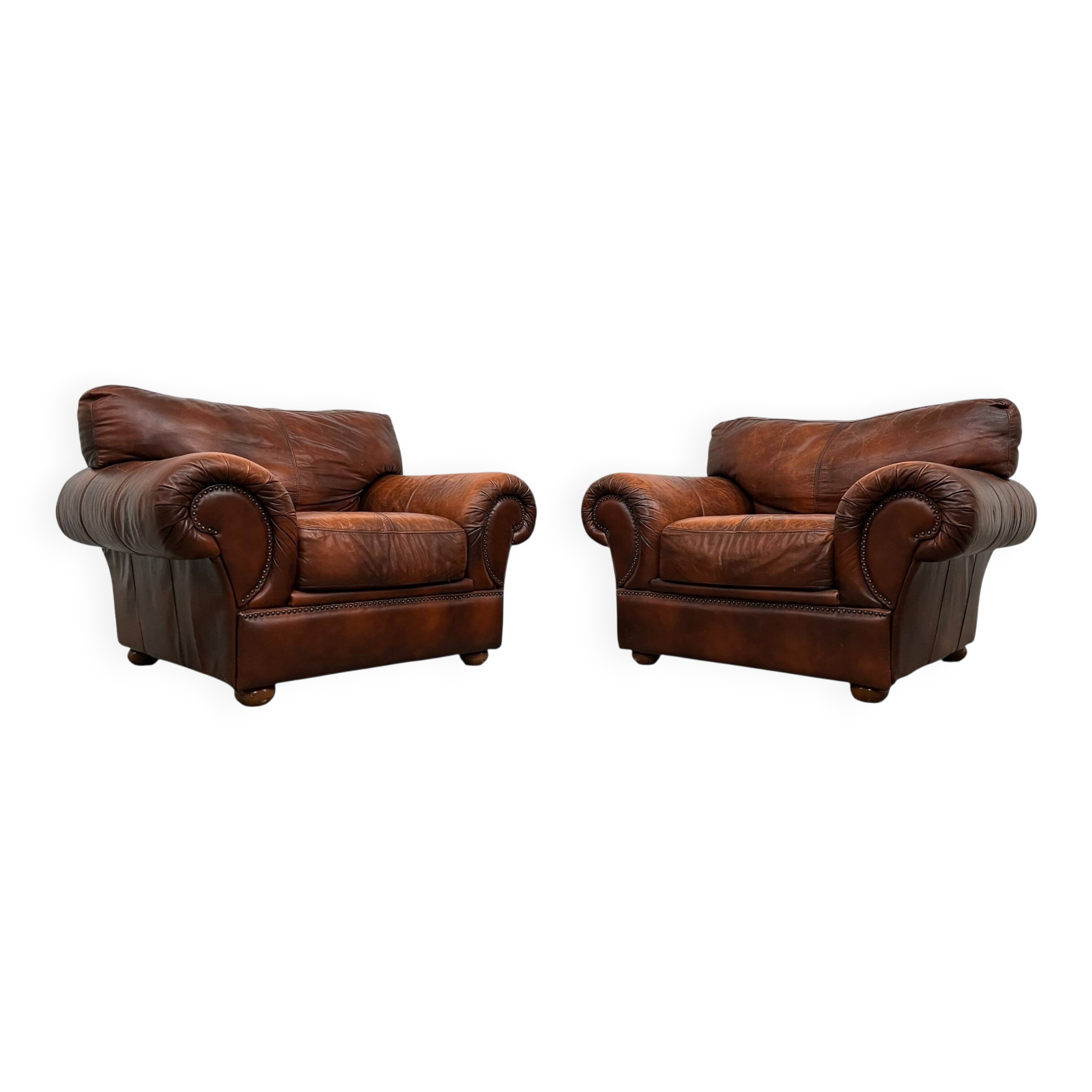 Ensemble de 2 fauteuils en cuir tchèque XL