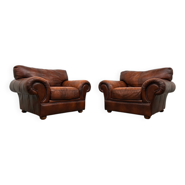 Ensemble de 2 fauteuils en cuir tchèque XL