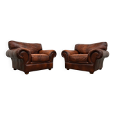 Set of 2 XL Czech leather armchairs