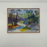 Original Swedish oil on canvas – “Saltsjöbadssommer” by Gustaf Höglund – 1969 – vintage & framed – 51 × 67 cm