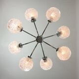 Mid-century Italian 8-Arm Chrome and Crystal Chandelier, 1960s