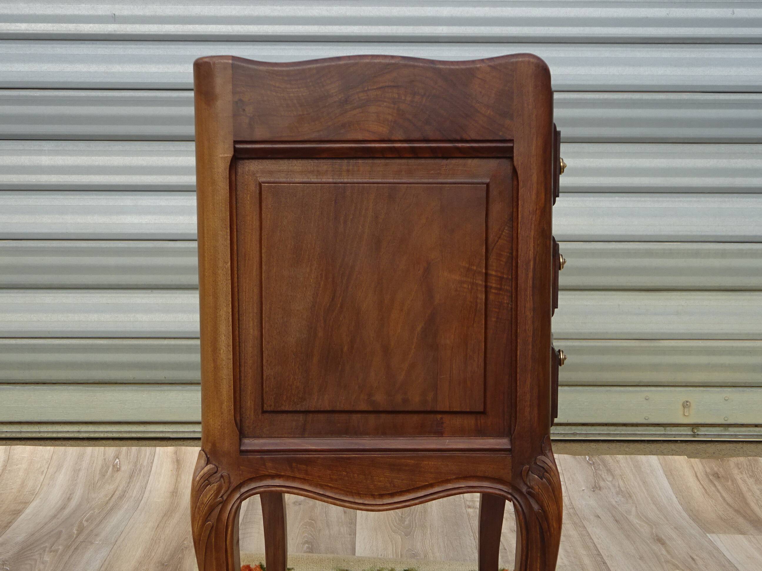 Walnut bedside table in Louis XV style