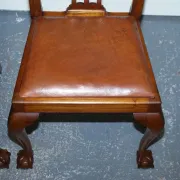 Chippendale Style Dining Chairs with Leather Seats, Set of 5