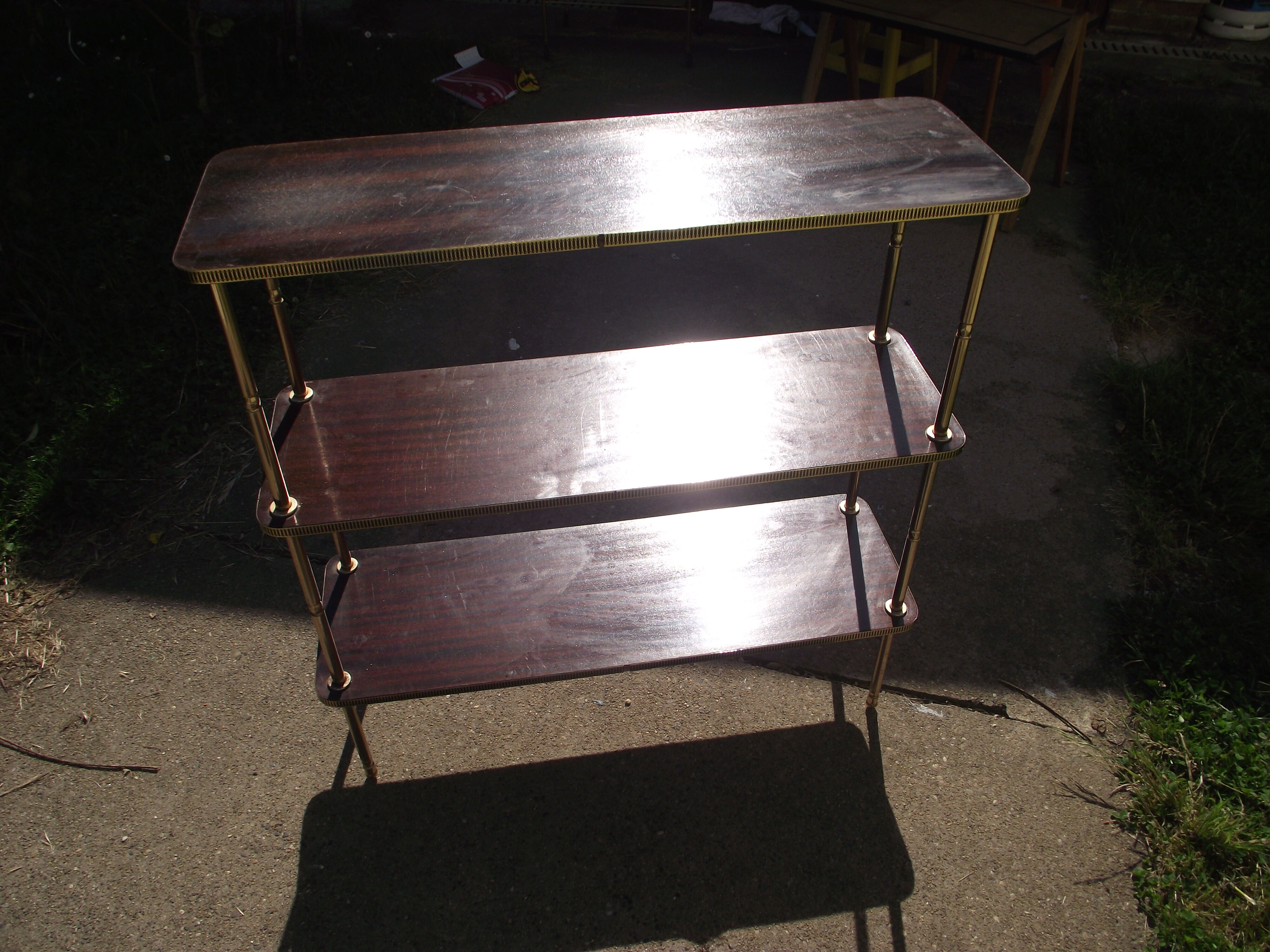 Mahogany and gilded metal shelf