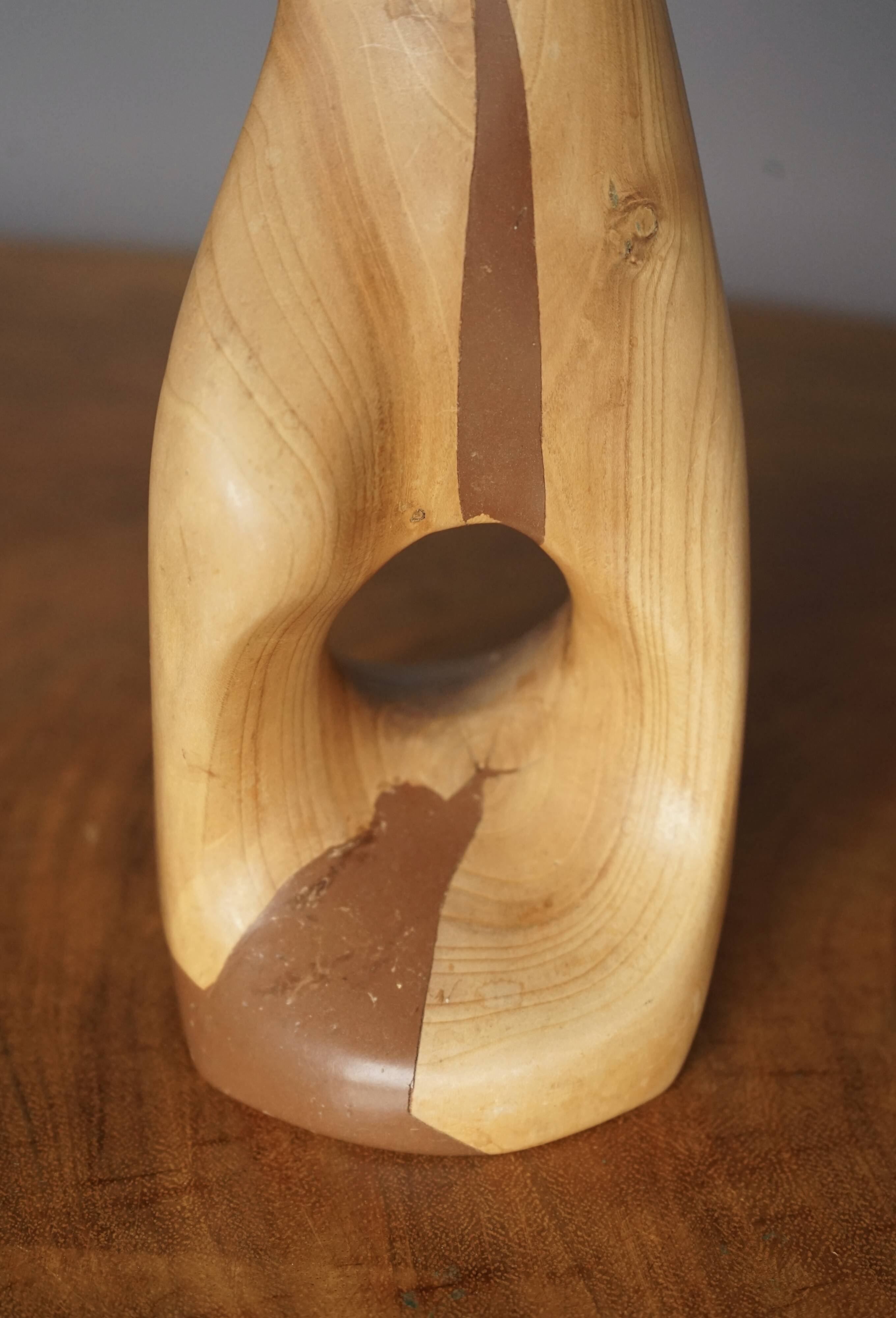 Sculpture abstraite en bois sculpté du milieu du siècle, 1968