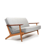 1950s danish 3-seater sofa in solid oak and teak