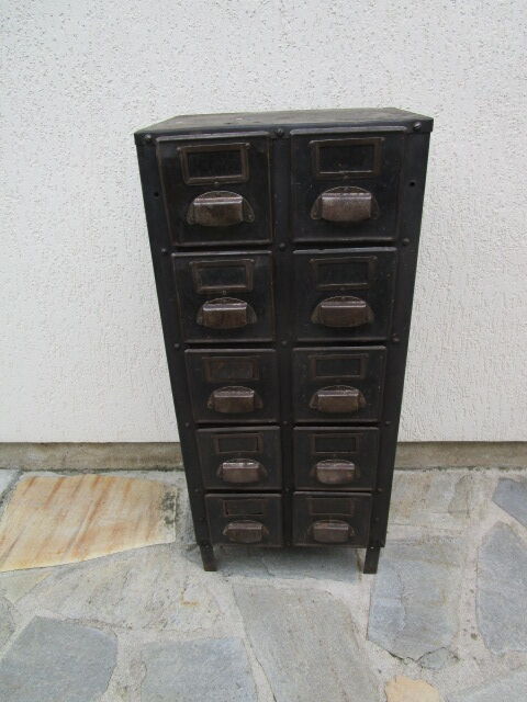 Workshop furniture with antique metal drawers