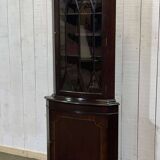 1950s English mahogany corner cabinet