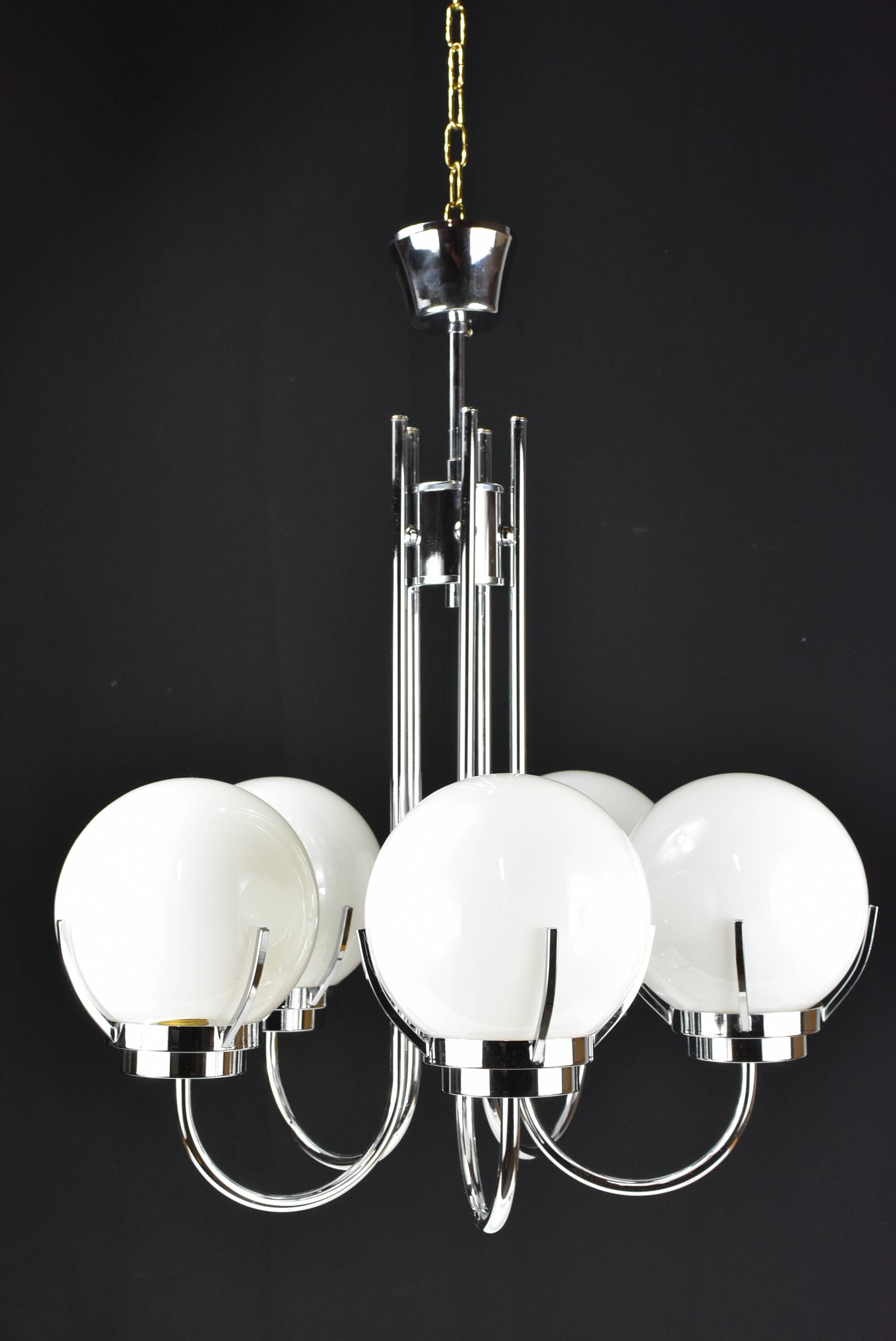 Modernist chrome chandelier
