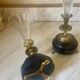 Paire de vases cornets cristal, onyx et bronze
