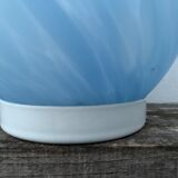 Lampe oeuf Domec en verre bleu et blanc, nuages, 1970