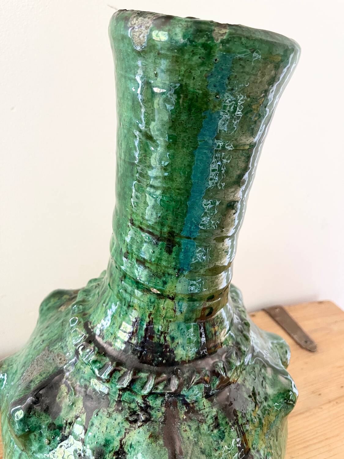 Green terracotta vase