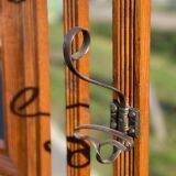 Large clothing rack/bistro mirror coat rack in oak - France 1950