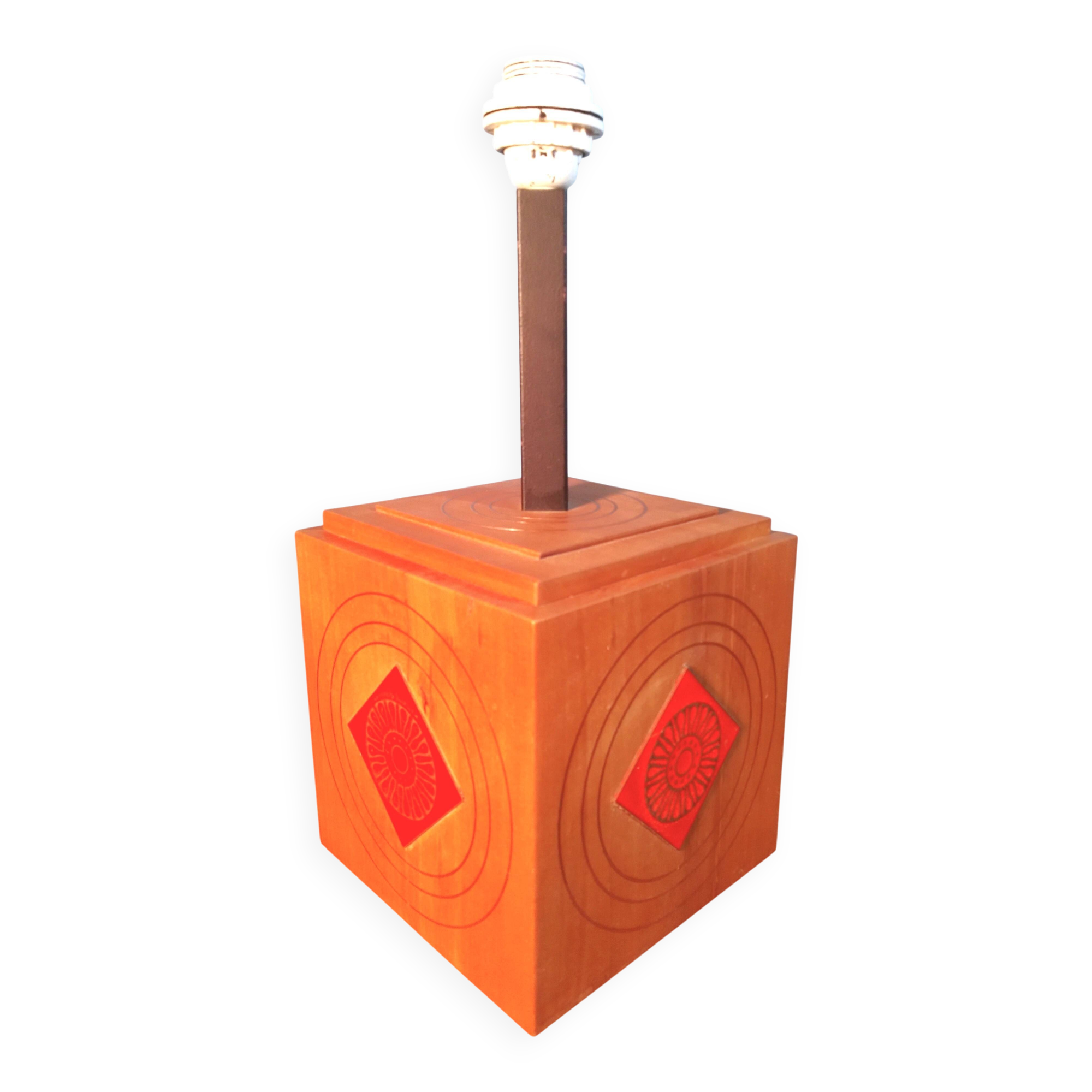 Scandinavian lamp in wood and ceramic, 1970s