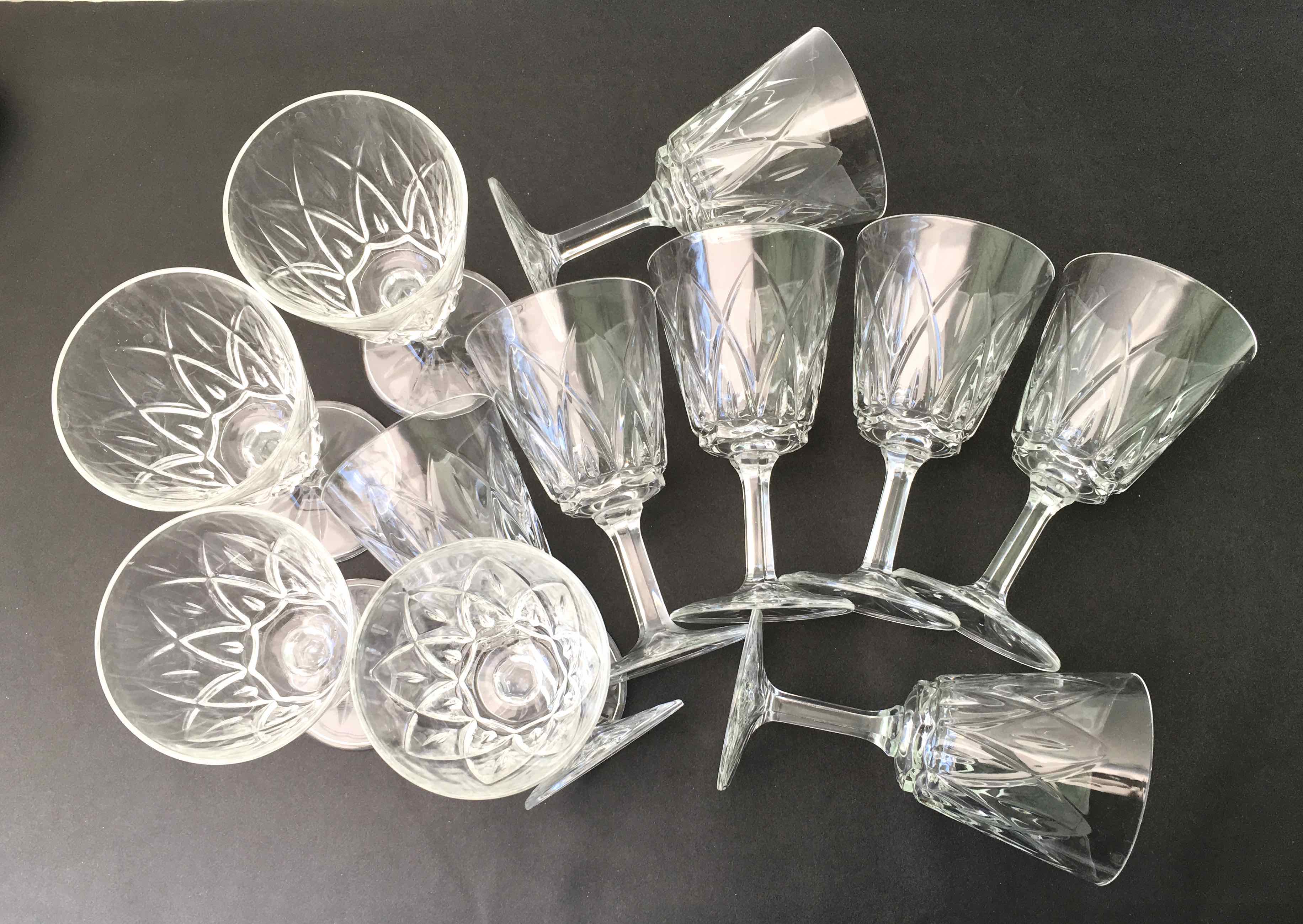 Set of 11 vintage wine glasses
