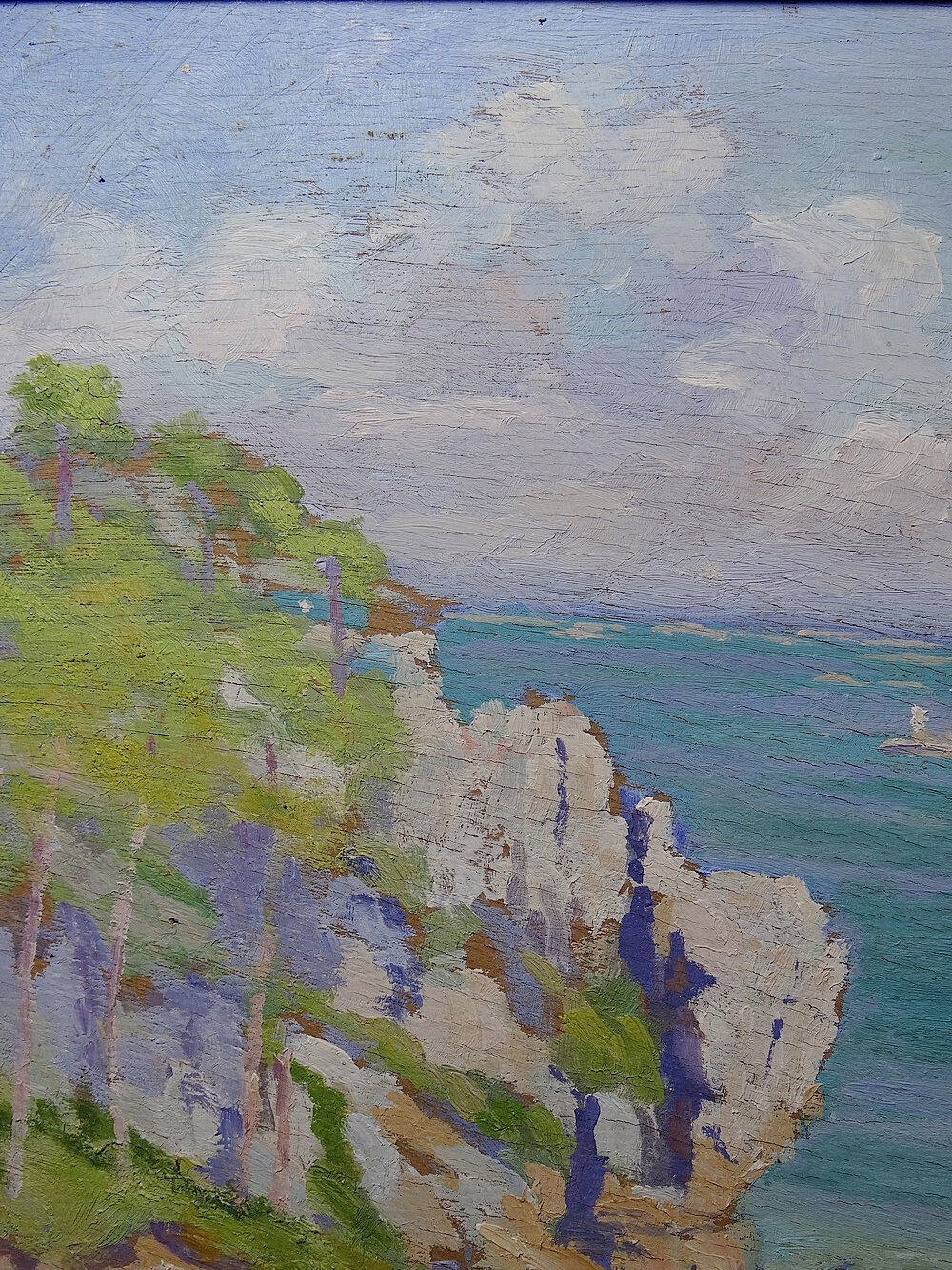 Large marine landscape with cliffs, oil on panel framed, paul ruben (1882-1955)