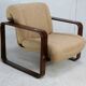 Modernist armchair. Wool, wood and steel. Circa 1970