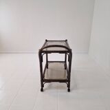 Italian Bas Card or Trolley in Bentwood and Smoked Glass, 1970's