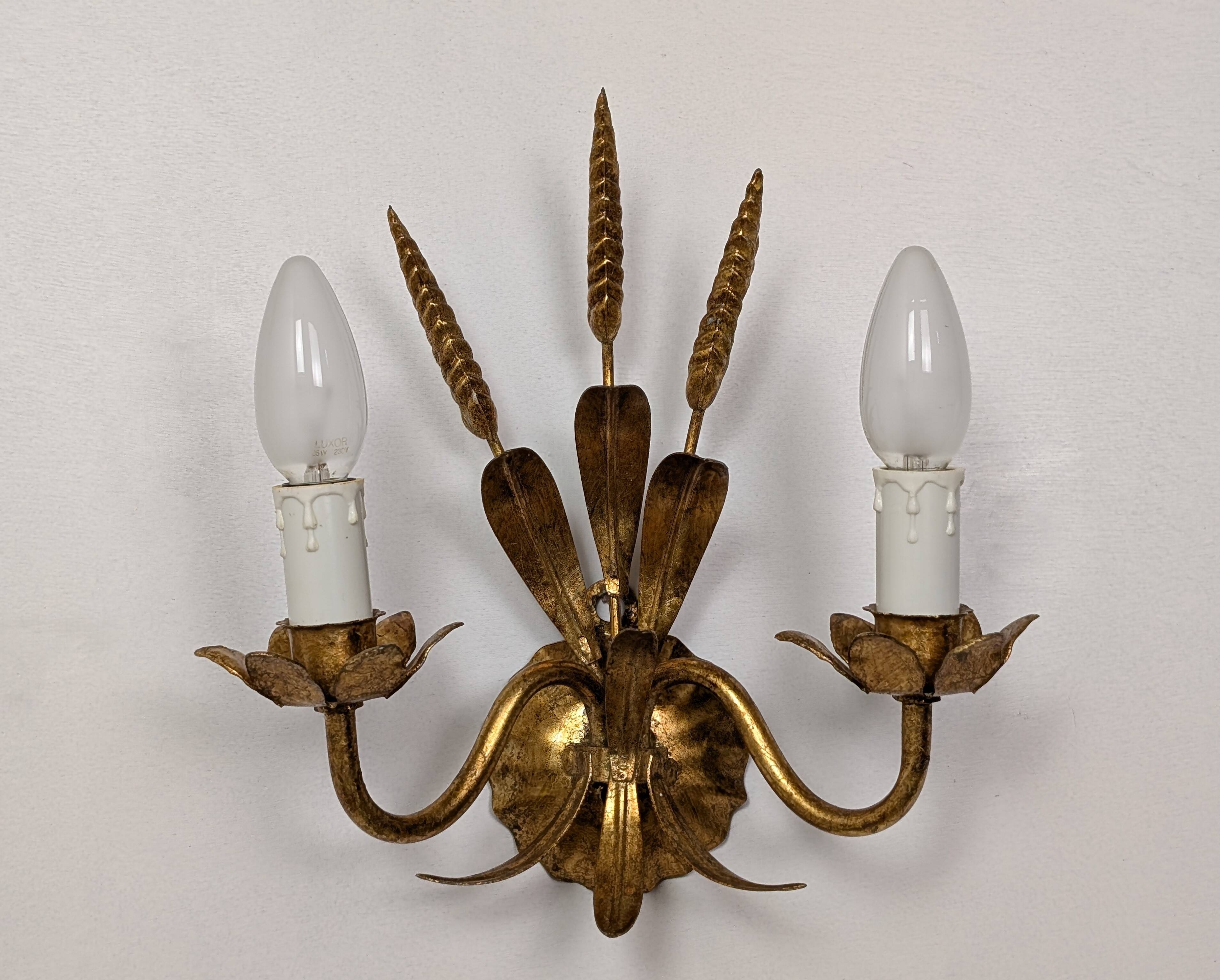 Pair of wheat ear wall lights
