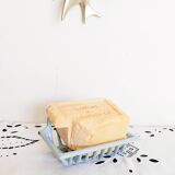 Vintage blue enamel soap dish, 1940s