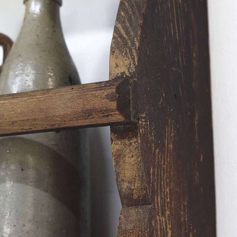 Antique Rustic Farmhouse Folk Art Kitchen Plate Rack / Schelves