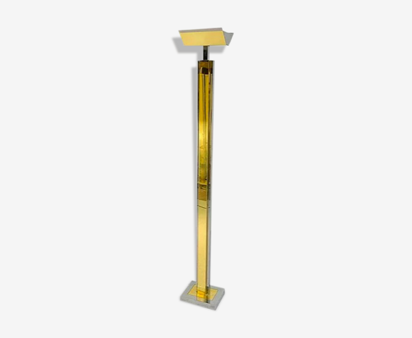 Lampadaire en chrome et laiton