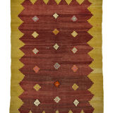 Area kilim rug 6.9x5 ft 210x153 cm yellow red floor rugs vintage rug decorativ
