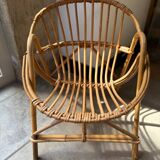 Vintage 70s children's rattan armchair