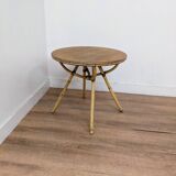 Side coffee table in wood and wicker