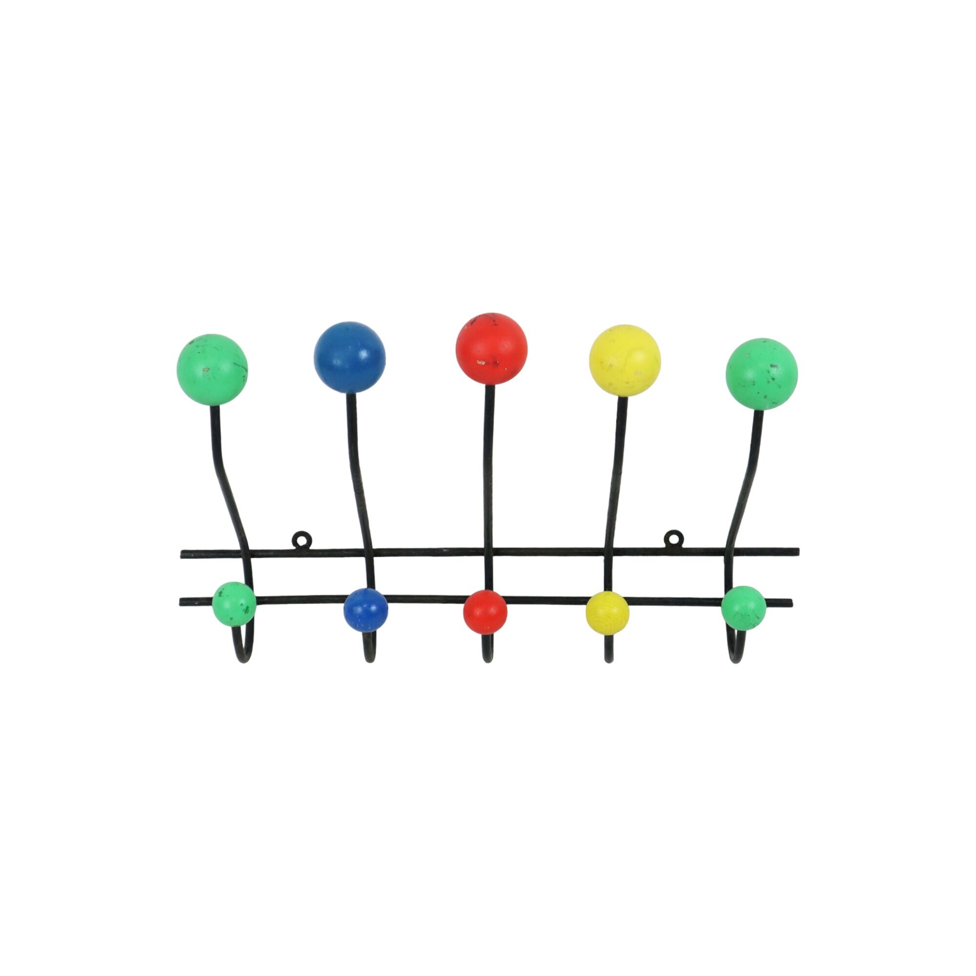 Mid century modern coat rack metal colored balls 60cm