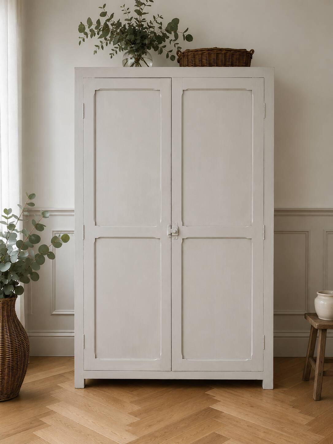 Vintage Parisian wardrobe enhanced in pearl grey.