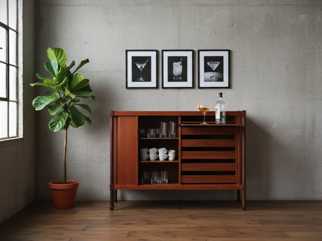 1950s mid-century teak storage cabinet bar F.lli Proserpio