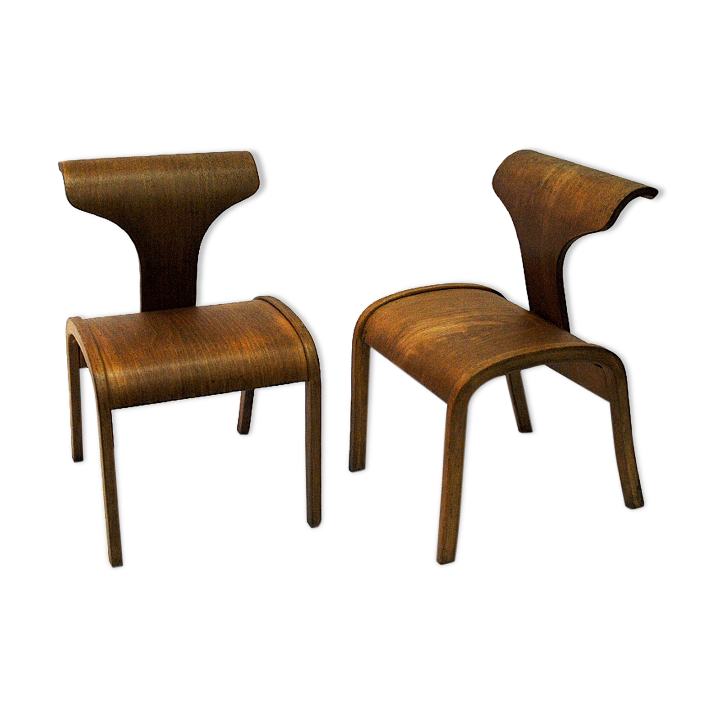 Scandinavian pair of design childrens wood chairs 1950s