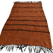 5x8 Terracotta & Black Vintage Kilim Rug, Handwoven Bohemian Bedroom Carpet