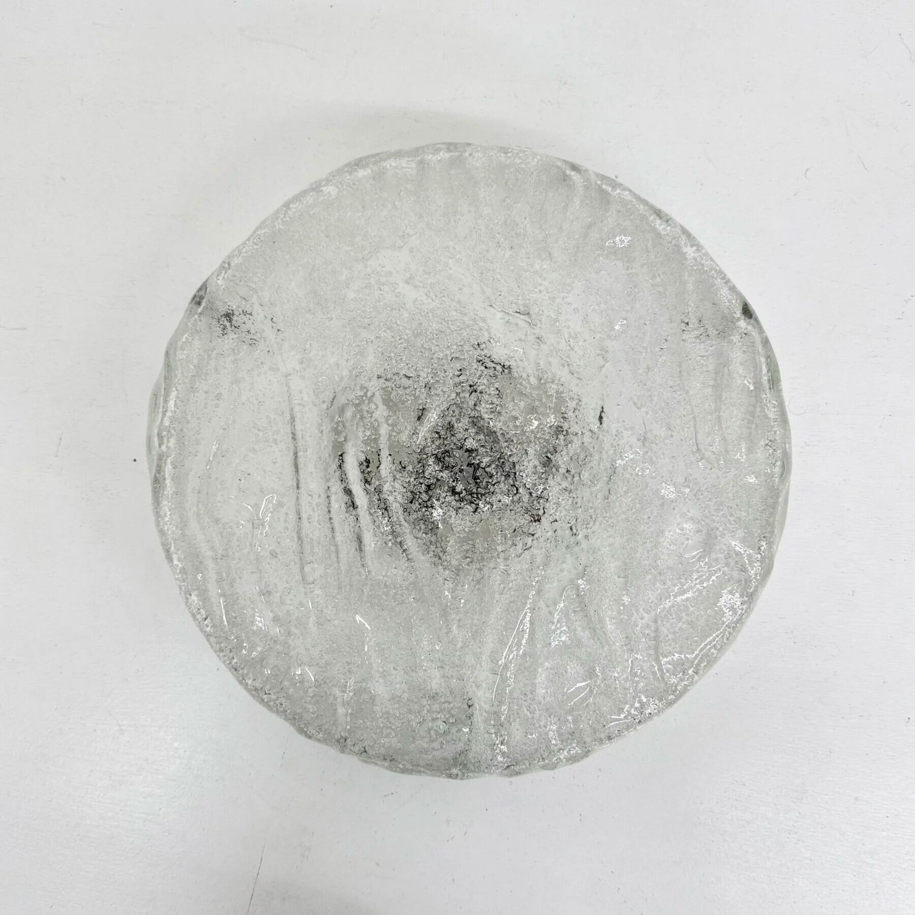 Mid-century Hillebrand iced glass ceiling lamp, 1970s