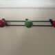 Retro coat rack with 3 red and green balls
