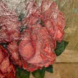 Tableau ancien, Nature morte ou roses et fruits début XX siècle