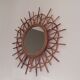Miroir soleil en rotin arqué 54cm, 1960